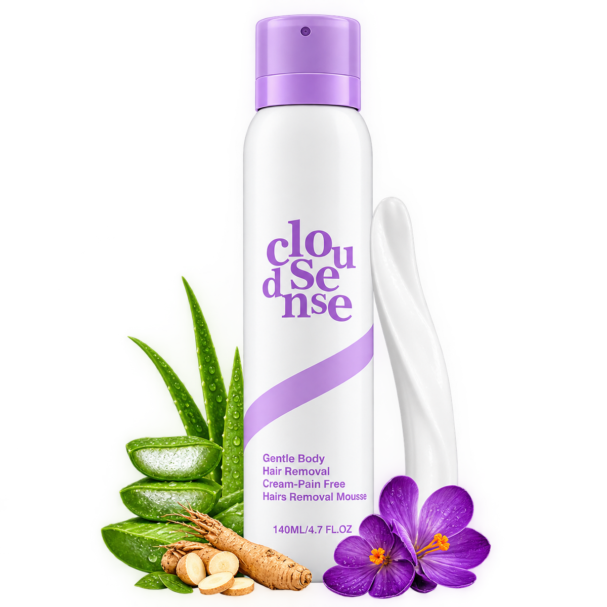 Bikini Pain-Free Hair Removal Mousse for Sensitive Skin, Citrus Scent, Aloe for Anti-bacterial, Moisturizing, and Soothing Care, Unisex