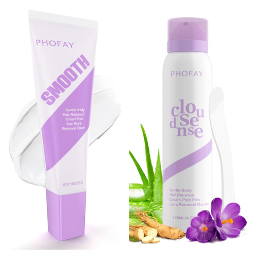 Smooth hair removal cream tube and Cloud Sense spray mousse