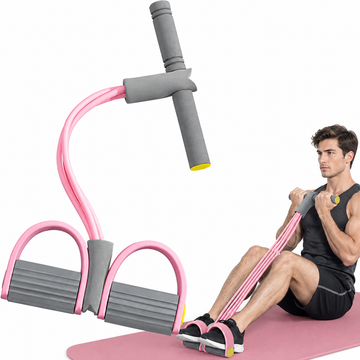 Resistance Bands 4-Tube Yoga Pedal Puller Resistance Band Elastic Pull Rope Fitness Equipment for Abdomen Waist Arm Training