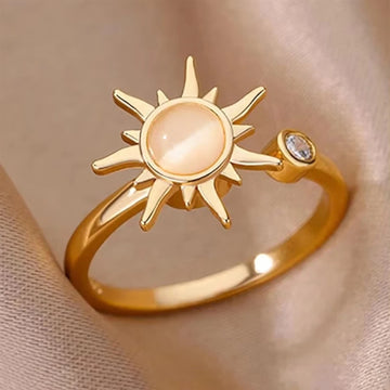 Huitan Simple Adjustable Sun Ring for Women Versatile Daily Wearable Accessories Gold Color/Silver Color Jewelry for Female