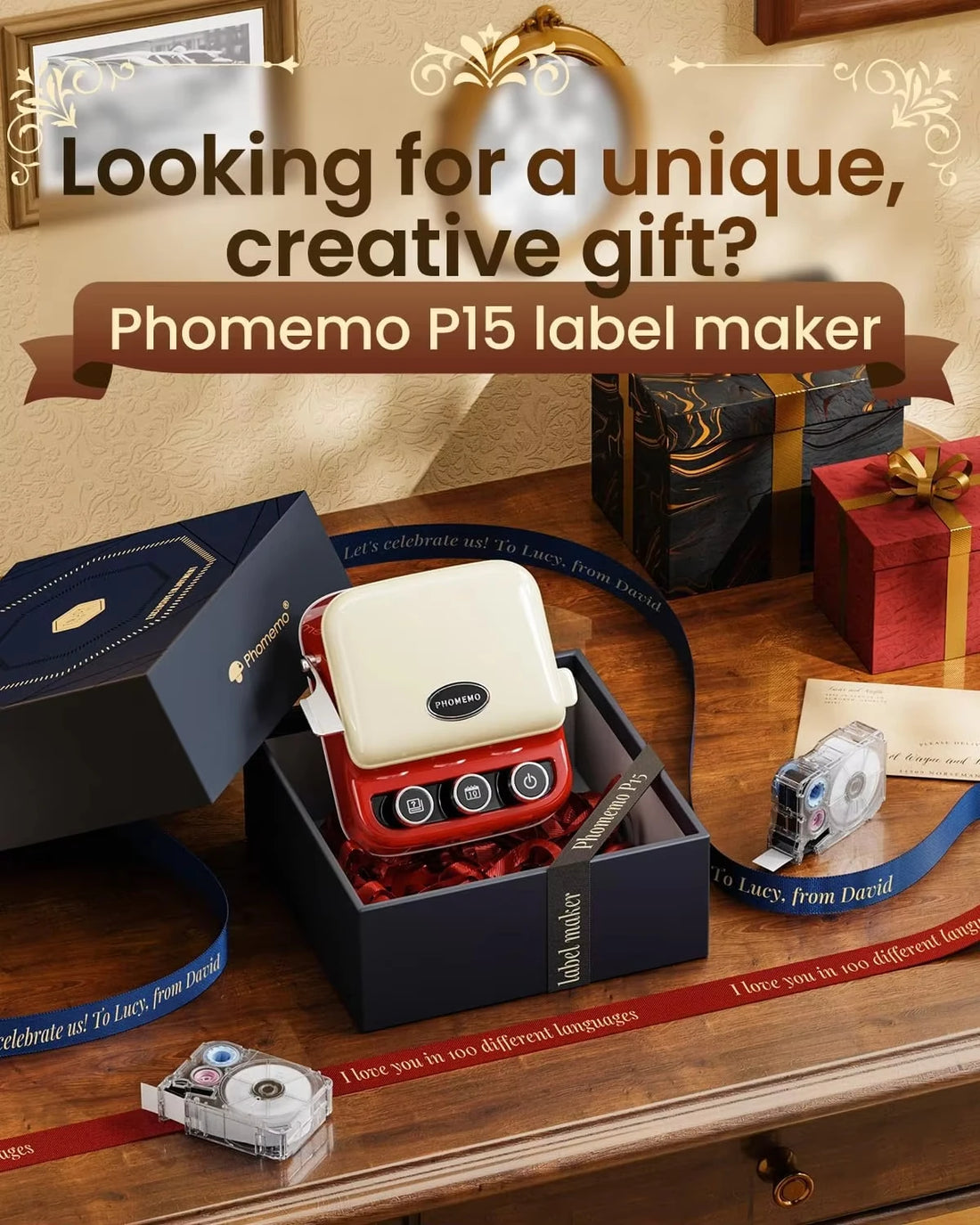 Bluetooth Enabled Multipurpose Label Maker, Print from Your Phone, USB Rechargeable | Phomemo P15