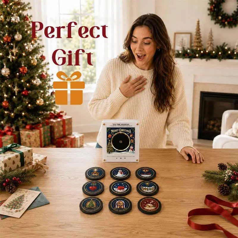 Christmas Mini NFC Music Box Refrigerator Magnet Cute Record Player Style Ambient Night Light for Teen Gifts