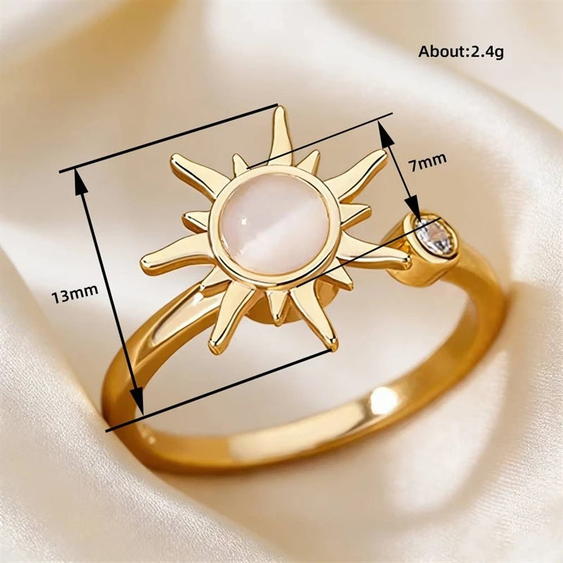 Huitan Simple Adjustable Sun Ring for Women Versatile Daily Wearable Accessories Gold Color/Silver Color Jewelry for Female
