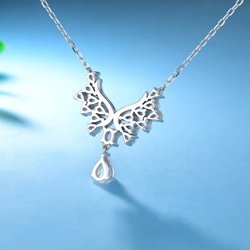 S925 Sterling Silver Necklace Moissanite Necklace Sweet Water Drop Zircon Pendant Necklace Female