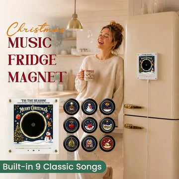 Christmas Mini NFC Music Box Refrigerator Magnet Cute Record Player Style Ambient Night Light for Teen Gifts