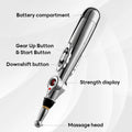 Massage tool with labeled parts on a white background