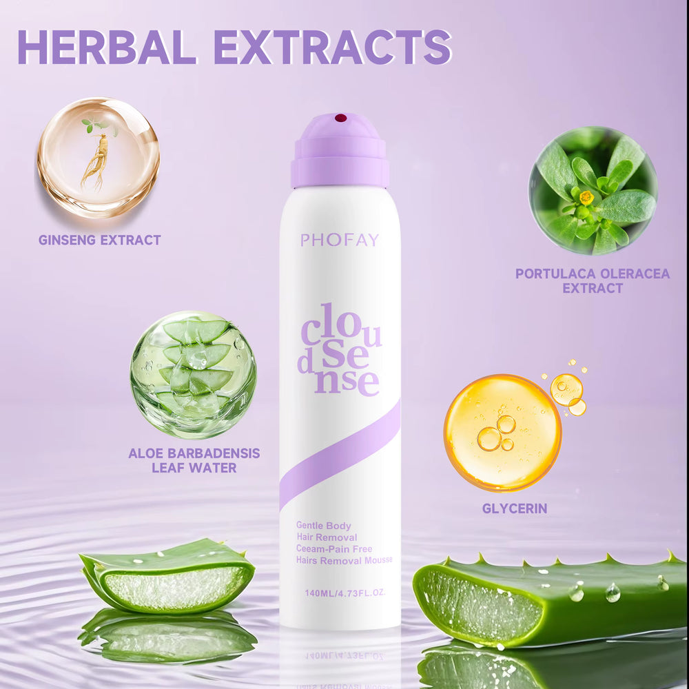 Product packaging with herbal extracts on a purple background