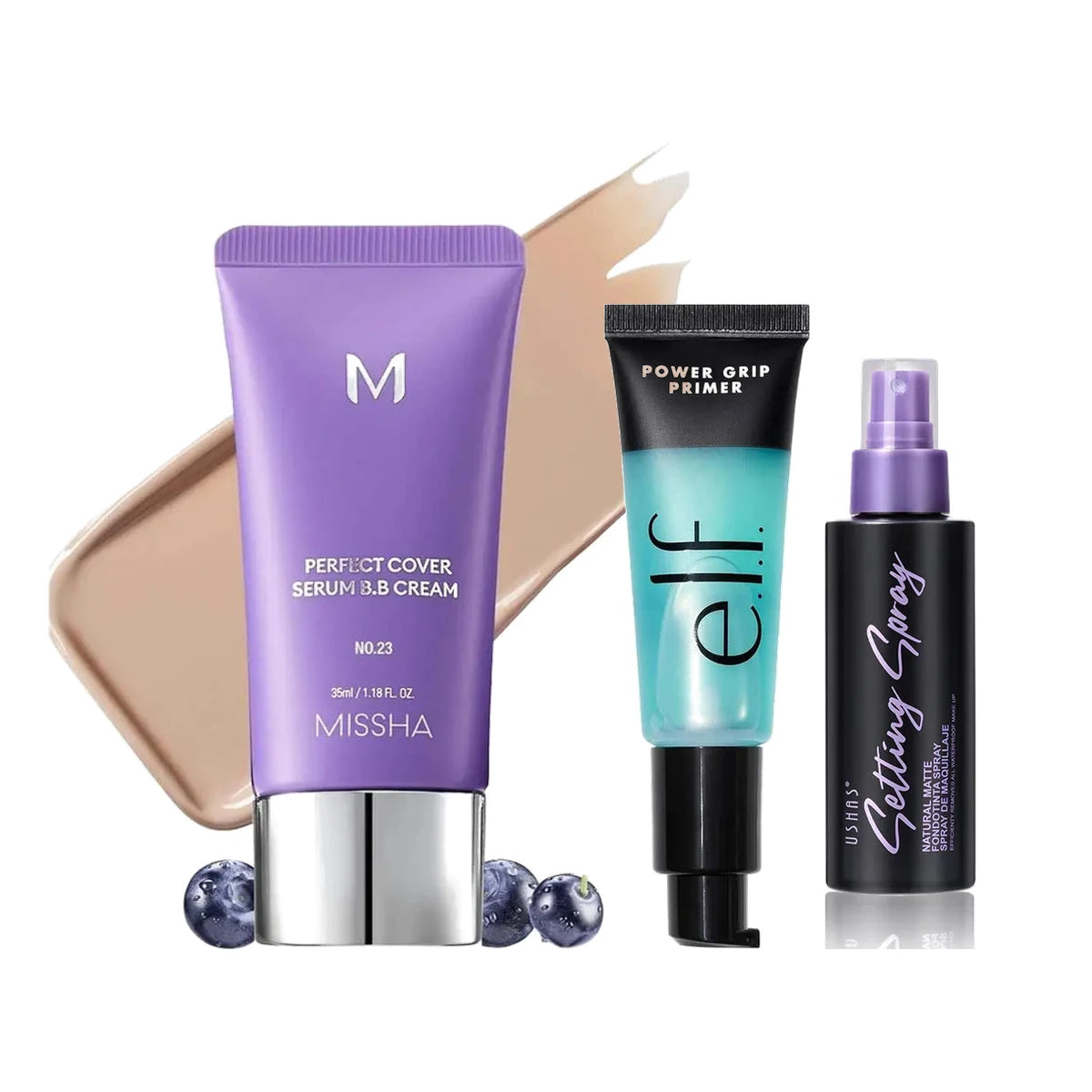 BB Cream + Gel Face Primer + Setting Spray, Natural Beige