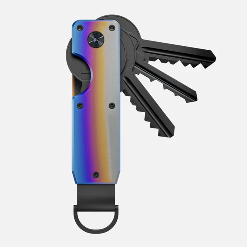 Titanium gradient key organizer with keys and D-ring