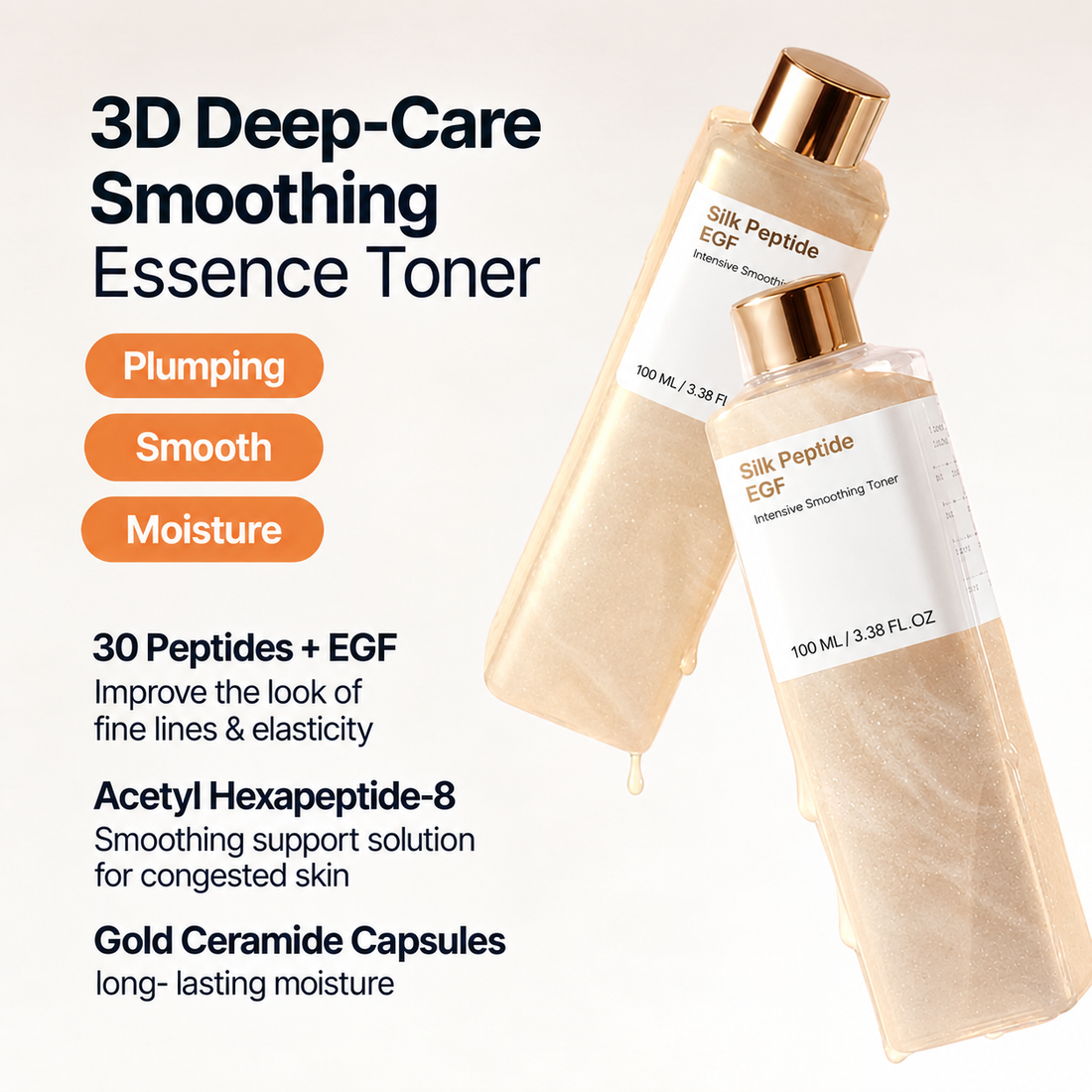 EGF Tox Toner | Forehead Firming & Wrinkle Care, Iron Out Fine Lines | PDRN & Collagen & NAD+ EGF Complex | EGF Plumping for Forehead, Longevity Anti-Aging Routine | Korean Skincare, K-Beauty
