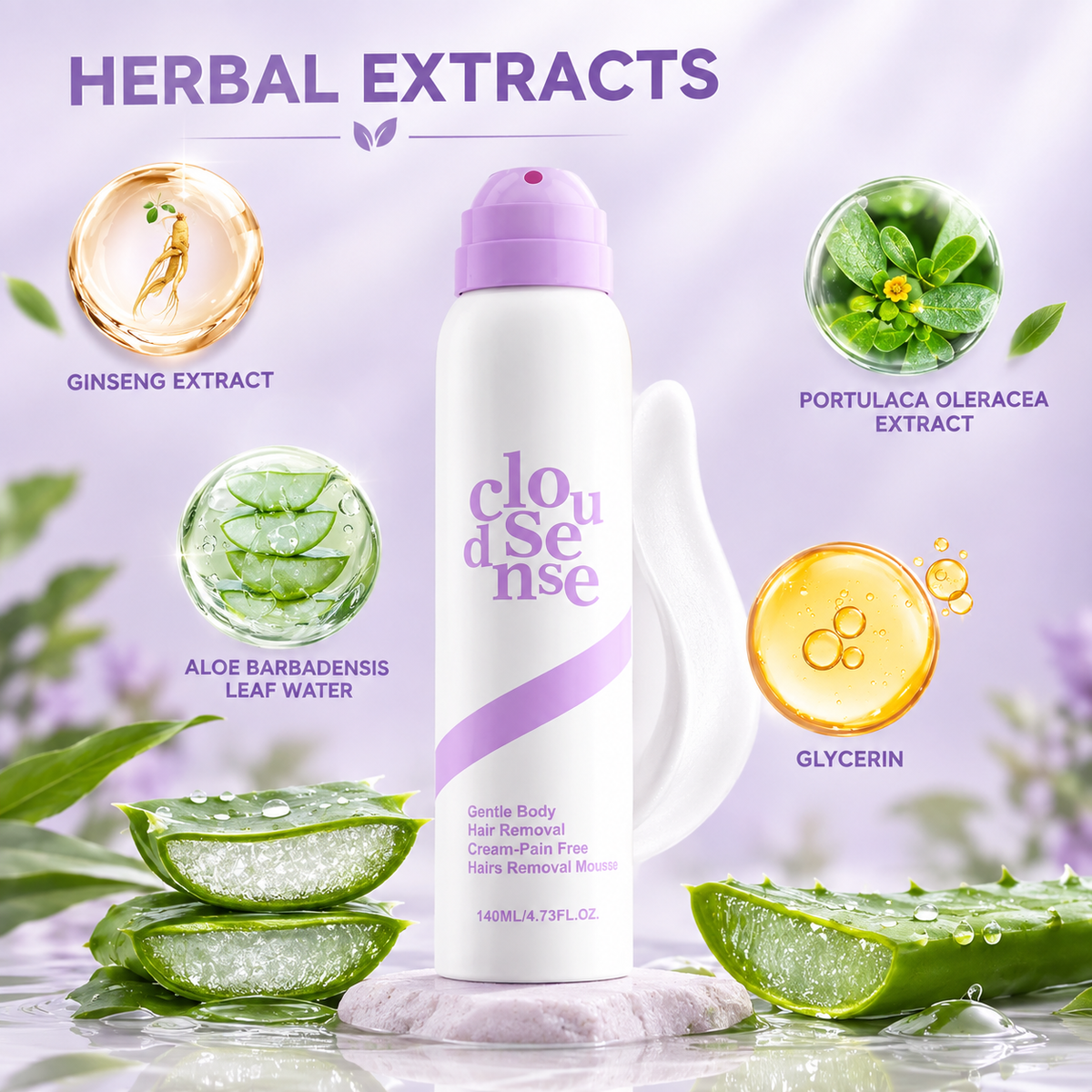 Bikini Pain-Free Hair Removal Mousse for Sensitive Skin, Citrus Scent, Aloe for Anti-bacterial, Moisturizing, and Soothing Care, Unisex