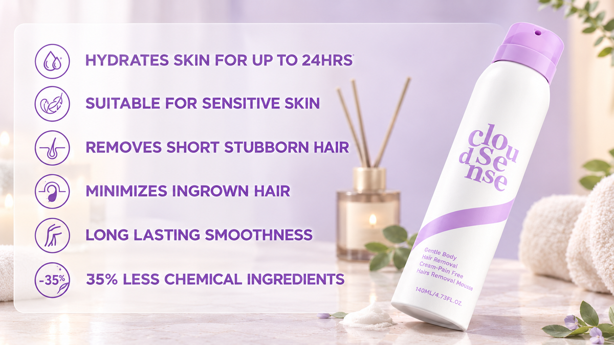 Bikini Pain-Free Hair Removal Mousse for Sensitive Skin, Citrus Scent, Aloe for Anti-bacterial, Moisturizing, and Soothing Care, Unisex